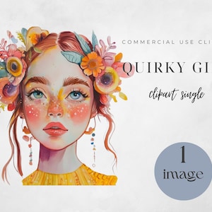 Quirky Girl Clipart, Whimsical Girl, Transparent images, Cute Girl, Clipart Whimsical Girl, Commercial Use, Instant Download, Cute Doll