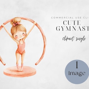 Gymnastic Clipart for Kids, Cute Girl Gymnastics, Digital Art, Perfect for Birthday Invitations
