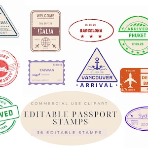 Pass Stempel Clipart, Retro Reise Aufkleber, digitale PNG Download, Vintage Clipart für Scrapbooking
