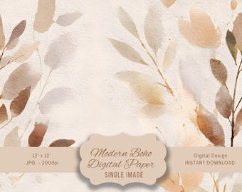 Neutral Boho Digital Paper, Seamless Cottagecore Background, Linen Texture Scrapbook Paper, Planner & Journal Printable, Instant Download