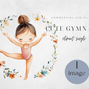 Gymnastic Clipart for Kids, Cute Girl Gymnastics, Digital Art, Perfect for Birthday Invitations