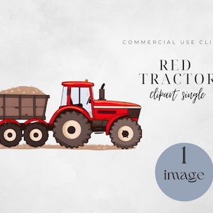 Farm Tractor Clipart, Commercial Use, Red Tractor PNG, Farm Tractor PNG | Farming Trucks, Digital Download