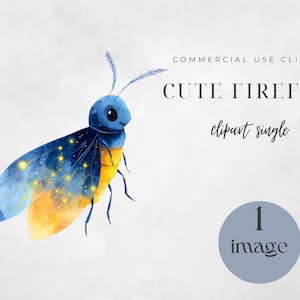 Lightning Bug Clipart, Watercolor Firefly Art, Cute Insect PNG, Digital Download for Crafts and Projects