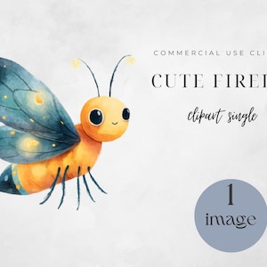 Lightning Bug Clipart, Watercolor Firefly Art, Cute Insect PNG, Digital Download for Crafts and Projects