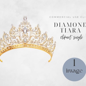 Tiara Clipart, Gold and Diamonds, Princess Crown Clip Art, Instant Download, Commercial Use, Digital Design