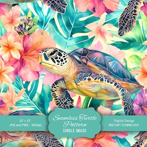 Digital Paper Turtle, Seamless Patterns, Printable Clipart, Ocean Life Designs, Instant Download for Crafts