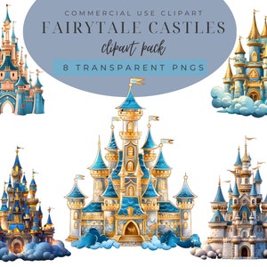 Watercolor Castle Clipart: Fairytale Princess PNG (Digital Download)