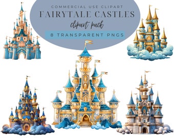 Watercolor Castle Clipart: Fairytale Princess PNG (Digital Download)
