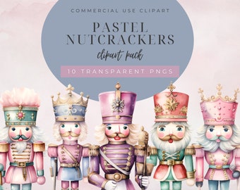Pastel Nutcracker Clipart: Watercolor Christmas PNG (Digital Download)