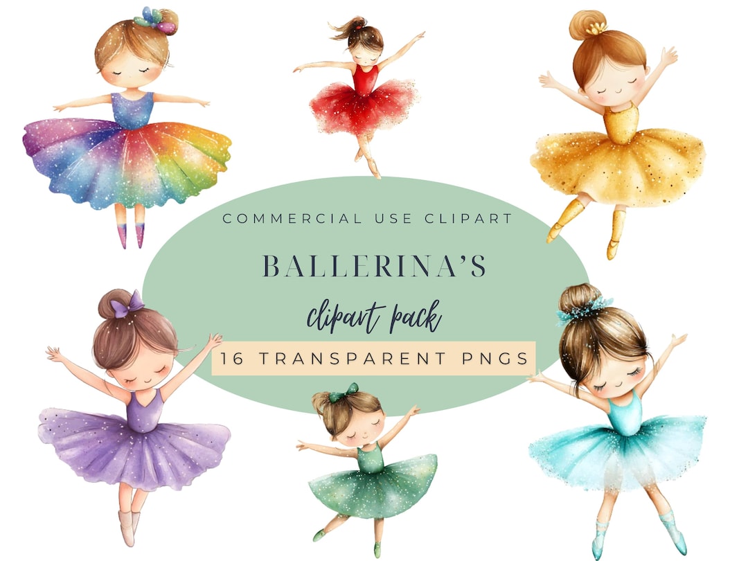Watercolor Ballerina Clip Art, Princess Ballet Girl Printable Images ...