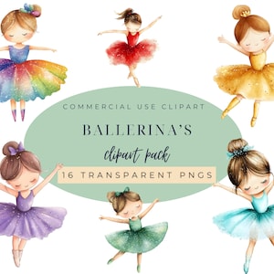 Watercolor Ballerina Clip Art: Ballet Girl Printable Images (Digital Download
