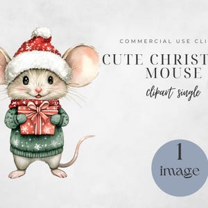 Commercial Use, Card Making, Cute Mouse Clipart, Xmas Mouse Png, Nursery Art, Christmas Mouse Clipart - High Quality Png