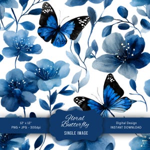 Seamless Digital Paper Butterflies, Floral Backgrounds for Scrapbooking, DIY Crafts, Instant Download, Commercial Use