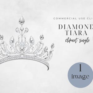 Tiara Clipart, Silver and Diamonds, Princess Crown Clip Art, Instant Download, Commercial Use, Digital Design