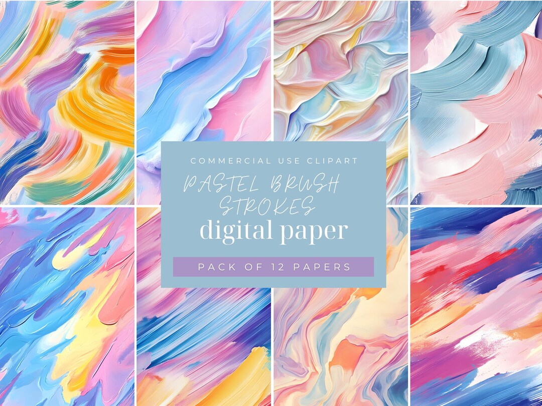 Pastel Digital Paper Brush Stroke Pattern, Seamless Watercolor ...