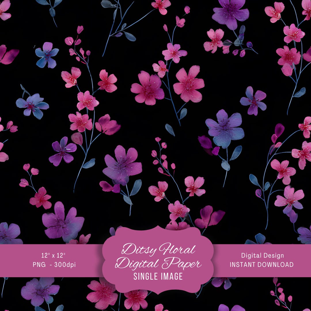 Ditsy Floral Digital Paper, Seamless Pattern for Scrapbooking, Cute ...