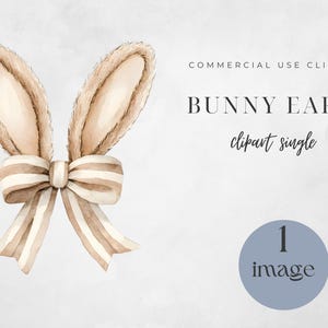 Easter Bow Clipart, Cute Bunny Ears, Spring Decorations, Digital Download, Coquette Easter Bow Clipart