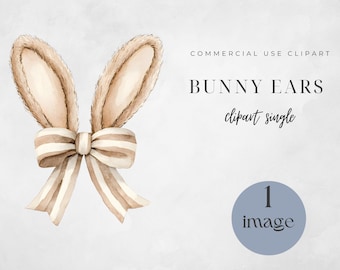 Easter Bunny Ears Clipart: Spring Bow PNG (Digital Download)