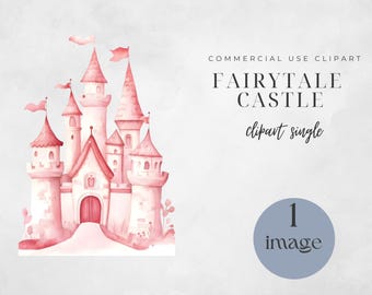 Watercolor Fairytale Castle Clipart: Princess Castle PNG (Digital Download)
