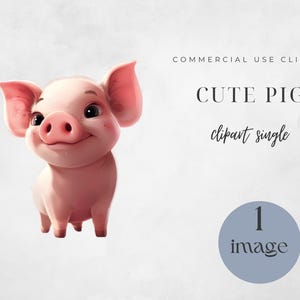 Pig PNG, Cute Pig Png, Commercial Use, Digital Paper Craft, Design, Pigs Illustration, Cute Pig Clipart, Watercolor Pig, Single Clipart