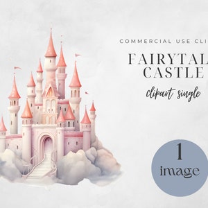 Watercolor Fairytale Castle Clipart: Princess Castle PNG (Digital Download)