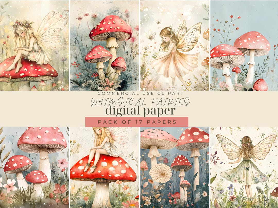 Fairy Clipart & Digital Papers, Enchanted Junk Journal Printables ...