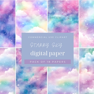 Watercolour Galaxy digitaal papier: naadloze kosmische patronen (digitale download)
