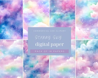 Watercolor Galaxy Digital Paper: Seamless Cosmic Patterns (Digital Download)