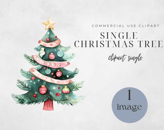 Watercolor Christmas Tree Clipart: Green Holiday PNG (Digital Download)