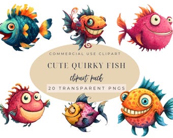 Whimsical Sea Creatures Clipart Bundle: Watercolor Ocean Life PNGs (Digital Download)