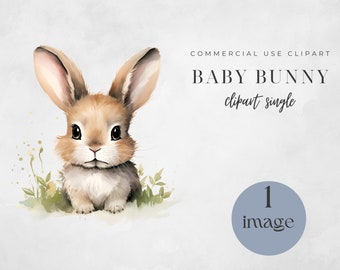 Baby Bunny Clipart: Nursery Rabbit PNG, Commercial Use (Digital Download)