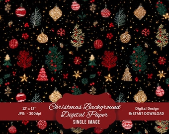 Digital Christmas Background Paper, Printable Scrapbook Design, Festive Pattern for Holiday Crafts