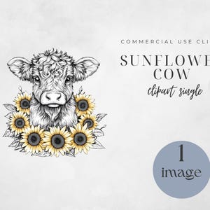 Baby Highland Cow, Sunflower Coaster PNG, Sublimation Designs, Boho Style, Watercolor Baby Cow Clipart, Sunflower PNG, Cute Animal Art