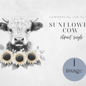 Baby Highland Cow, Sunflower Coaster PNG, Sublimation Designs, Boho Style, Watercolor Baby Cow Clipart, Sunflower PNG, Cute Animal Art