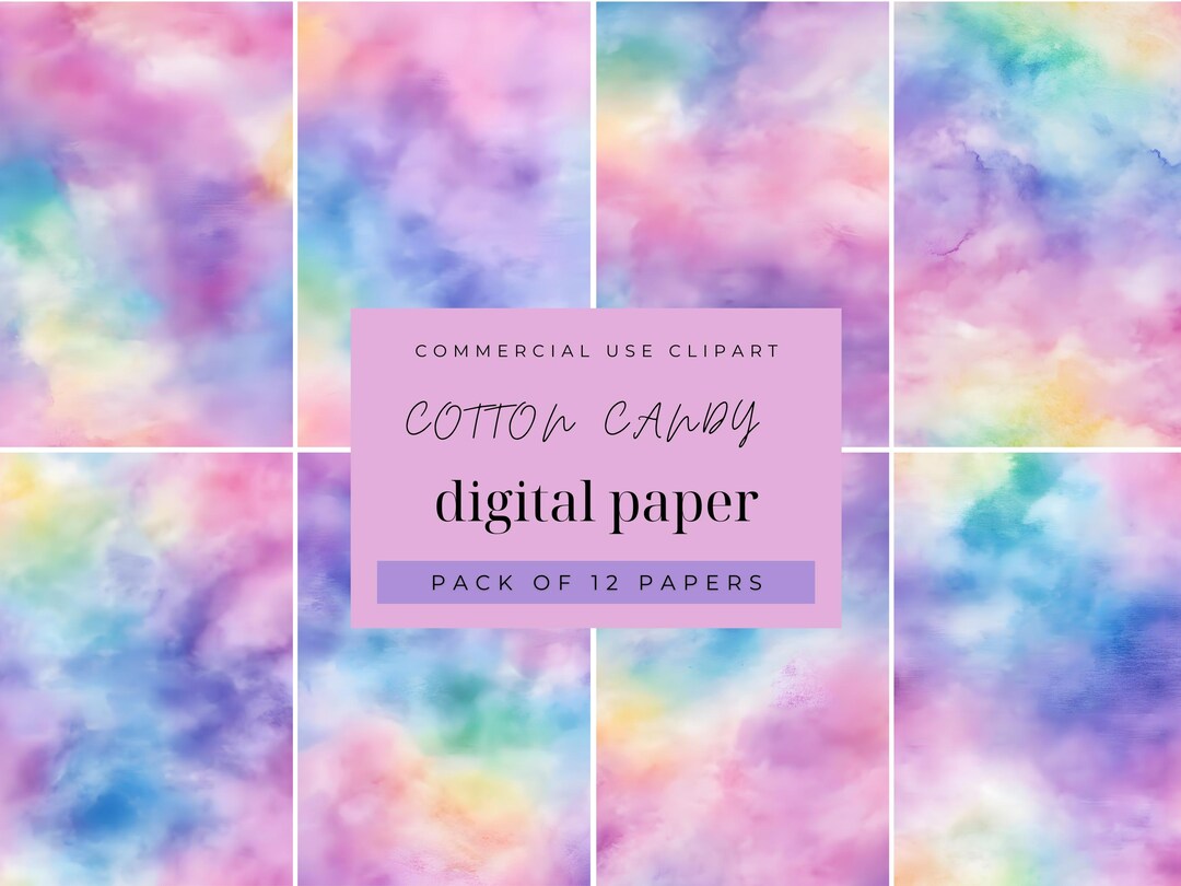 Cotton Candy Digital Paper Textures, Seamless Pastel Backgrounds for ...
