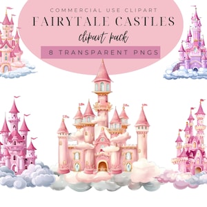 Watercolor Fairytale Castle Clipart: Princess Castle PNG (Digital Download)