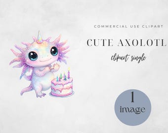 Aquarel axolotl clipart, schattige axolotl kinderkamer decor, digitale download voor kinderen, schattige dieren kunst, verjaardag axolotl