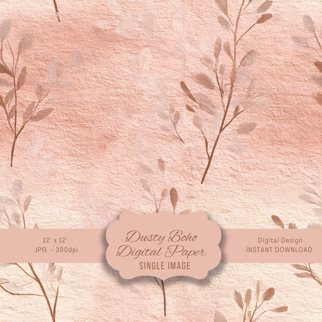 Boho Dusty Rose Digital Paper, Seamless Botanical Background ...