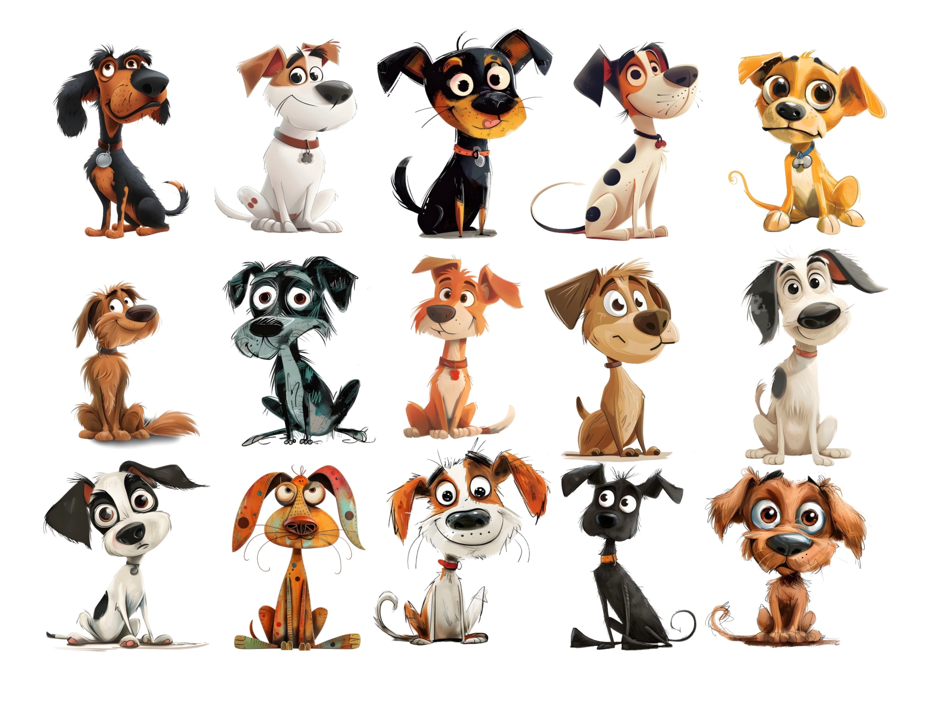 Quirky Dog Clipart, Whimsical Dogs Clipart, Puppy Fun, Transparent Png ...