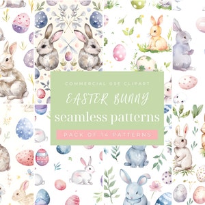 Easter Bunny Seamless Pattern: Spring Bunnies & Eggs (Digital Download)