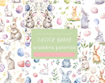 Easter Bunny Seamless Pattern: Spring Bunnies & Eggs (Digital Download)