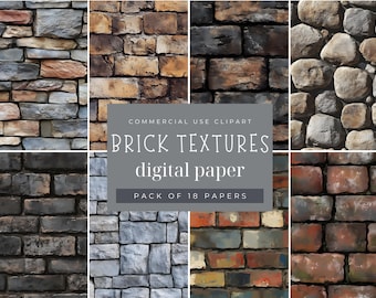 Brick Wall Textures: Rustic Digital Paper (Digital Download)