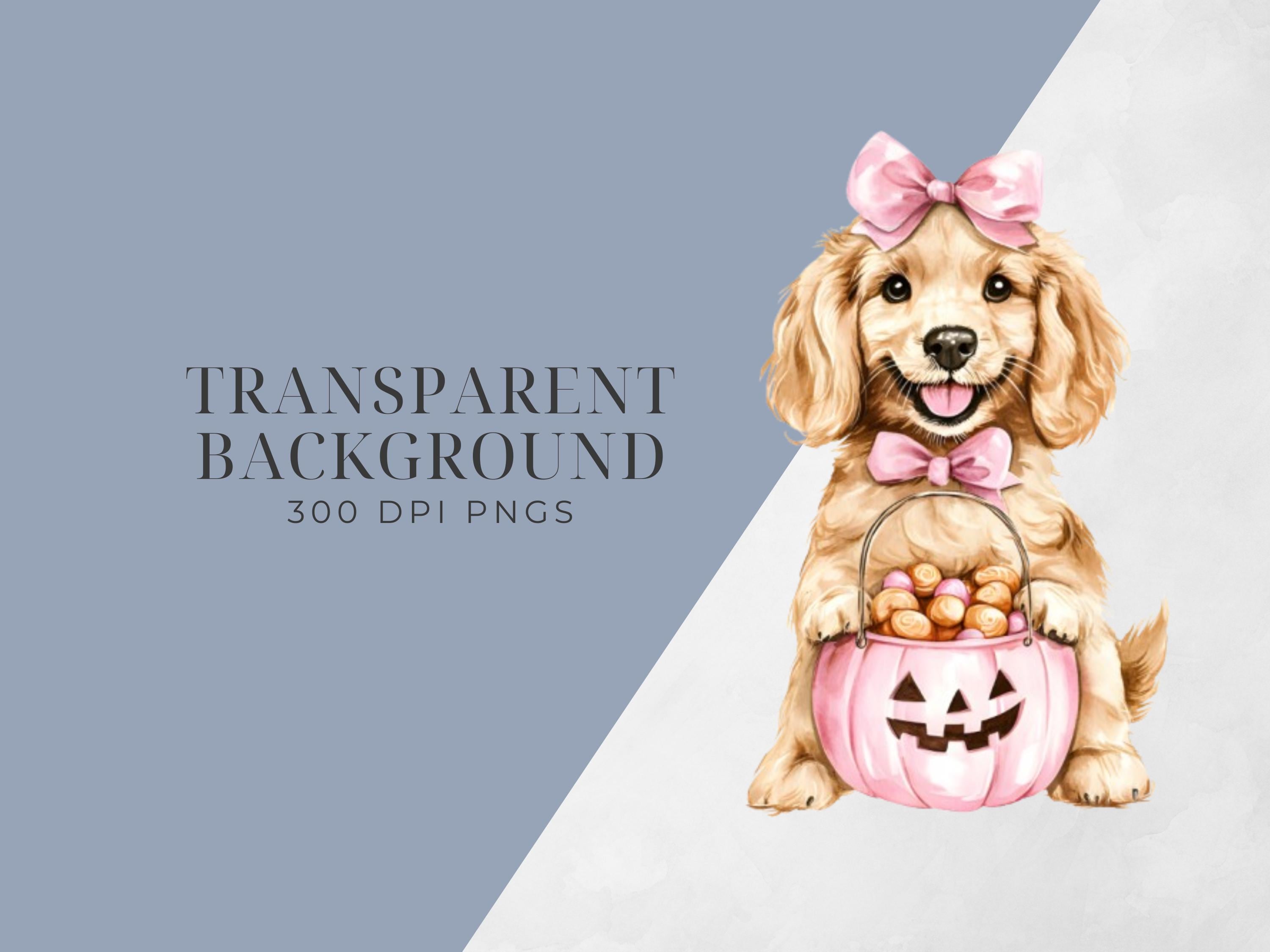 Halloween Labradoodle Clipart: Dog With Pumpkin Bucket (PNG) - Etsy