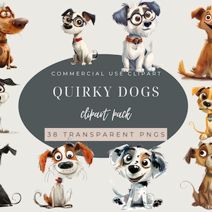 Imágenes prediseñadas de perros extravagantes / Imágenes prediseñadas de perros caprichosos / Diversión para cachorros / Png transparente / Perro lindo / Arte peculiar / Uso comercial / Clip Art de cachorro lindo