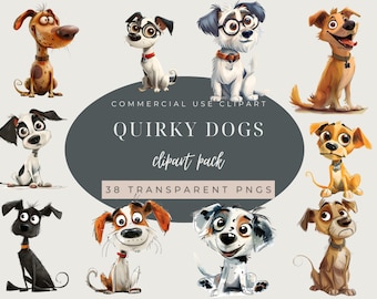 Quirky Dog Clipart, Whimsical Dogs Clipart, Puppy Fun, Transparent Png, Cute Dog, Quirky Art, Commercial Use, Cute Puppy Clip Art