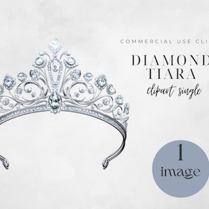 Tiara de plata y diamantes, corona de princesa, descarga instantánea, uso comercial, diseño digital