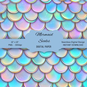 Multicolor Mermaid Scales Digital Paper: Ocean Background (300 Dpi)
