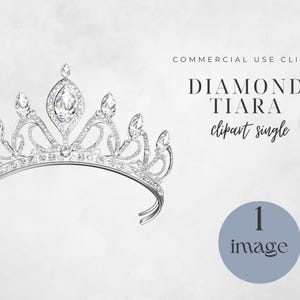Tiara Clipart, Silver and Diamonds, Princess Crown Clip Art, Instant Download, Commercial Use, Digital Design