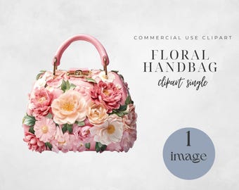 Floral Handbag Clipart: Printable Purse Template (Digital Download)
