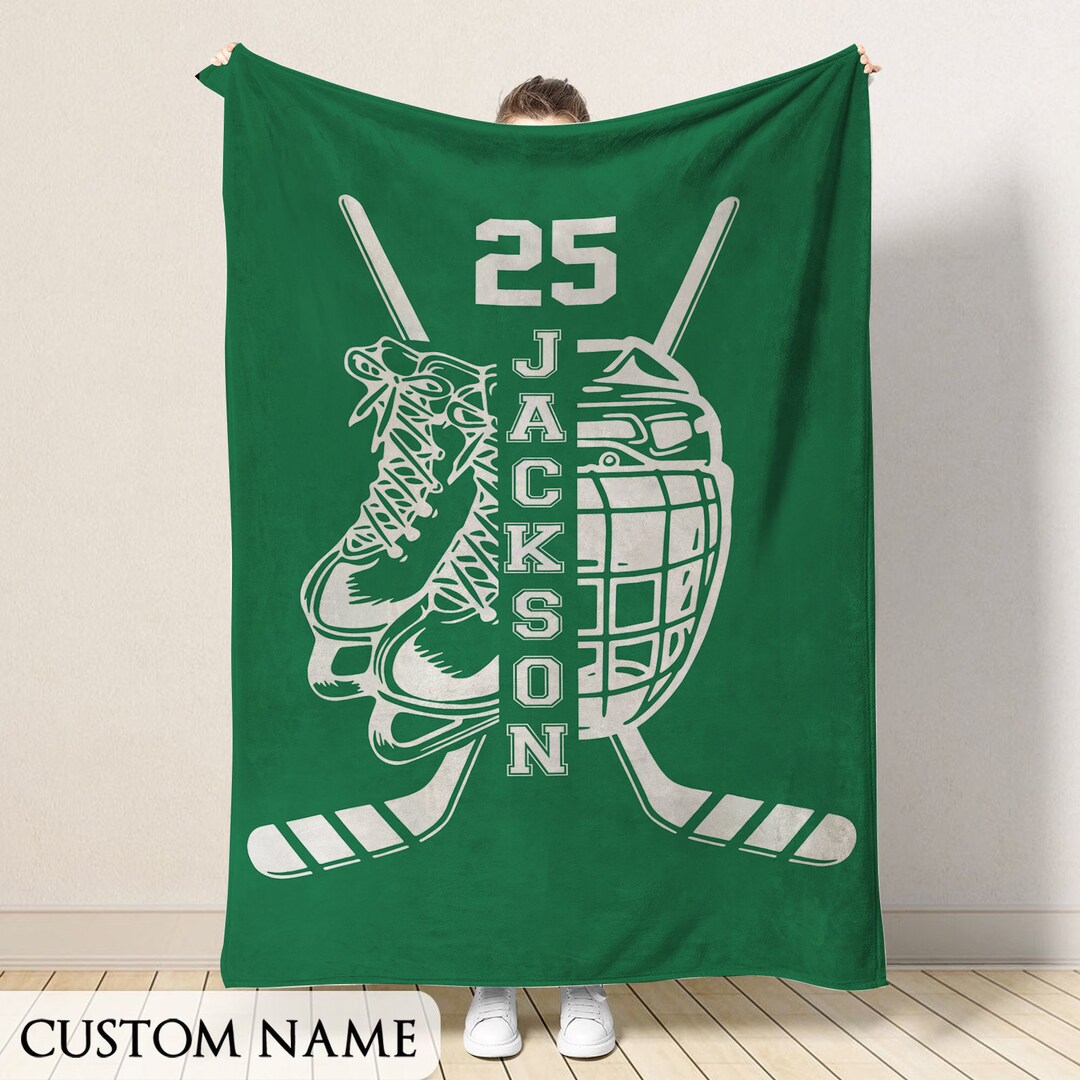 Personalized Hockey Blanket Custom Name Ice Hockey Sherpa Etsy